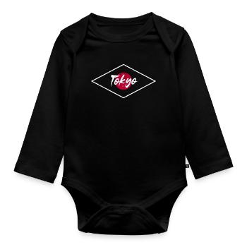 Tokyo Neon Circle Logo - Organic Longsleeve Baby Bodysuit - black - Front