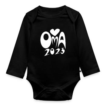 Oma 2023 - Werdende Oma 2023 Schwanger - Baby Bio-Langarm-Body - Schwarz - Vorne