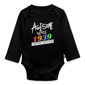 1939 - Jahrgang 1939 - Fantastisch seit 1939 - Baby Bio-Langarm-Body - Schwarz - Vorne