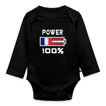 Latvia and France Power 100% - Organic Longsleeve Baby Bodysuit - black - Front