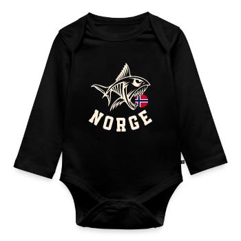 Norvège Pêche à la ligne Pêche Pêche - Body Bébé bio manches longues - noir - Devant