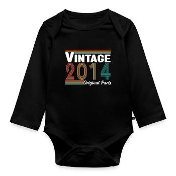 Vintage 2014 Originalteile Geburtstagsgeschenk - Baby Bio-Langarm-Body - Schwarz - Vorne