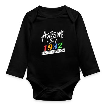 1932 - Jahrgang 1932 - Fantastisch seit 1932 - Baby Bio-Langarm-Body - Schwarz - Vorne