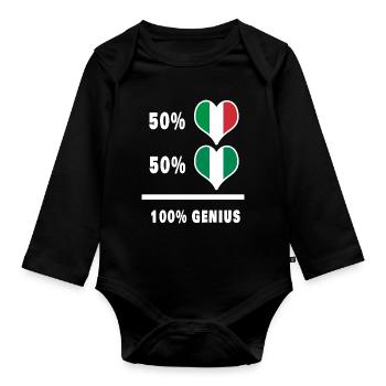 Brillant Italie et Nigeria / Cadeau - Body Bébé bio manches longues - noir - Devant