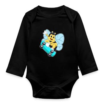 Skateboard Bee Skateur - Body Bébé bio manches longues - noir - Devant