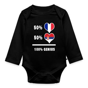 La France et la Serbie génie / cadeau - Body Bébé bio manches longues - noir - Devant
