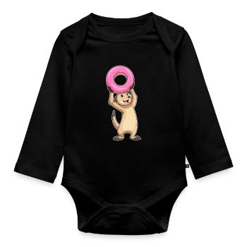 Donut suricate - Body Bébé bio manches longues - noir - Devant