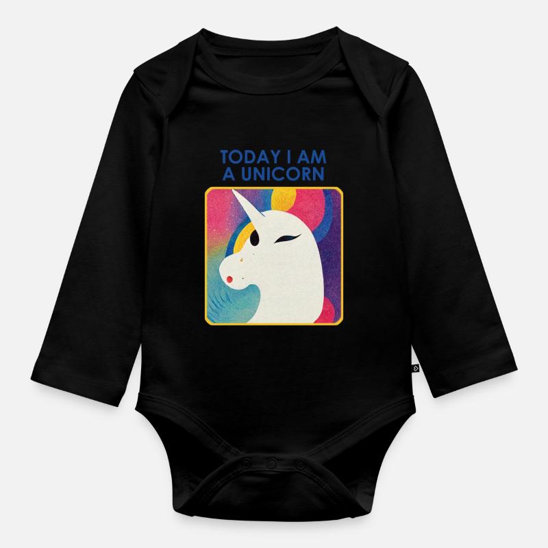 Licorne avec devise – Design unique - Body Bébé bio manches longues - noir