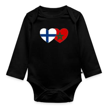 Finlande Maroc Drapeau Coeur - Body Bébé bio manches longues - noir - Devant