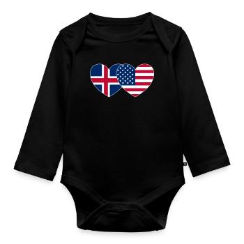 Islande usa Flag Heart - Body Bébé bio manches longues - noir - Devant