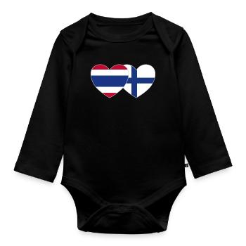 Thaïlande Finlande Flag Heart - Body Bébé bio manches longues - noir - Devant