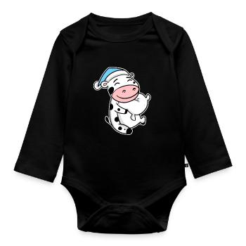 Cow Baby - Organic Longsleeve Baby Bodysuit - black - Front