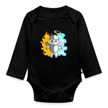 Sheep - Angels and Devils - Organic Longsleeve Baby Bodysuit - black - Front