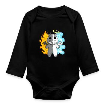 Hippopotamus - Angel and Devil - Organic Longsleeve Baby Bodysuit - black - Front