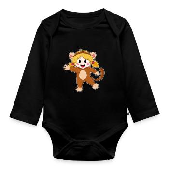Affe Mädchen Kostüm - Baby Bio-Langarm-Body - Schwarz - Vorne