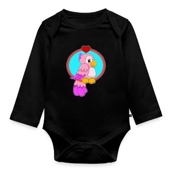 Cœur de perroquet - Body Bébé bio manches longues - noir - Devant
