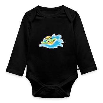 Schildkröte Schwimmen Schwimmbrille Sommer - Baby Bio-Langarm-Body - Schwarz - Vorne