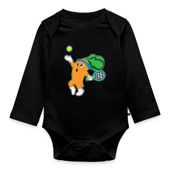 Carrot Tennis Racket - Organic Longsleeve Baby Bodysuit - black - Front