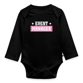 Event Manager rosa tshirt schwarz - Baby Bio-Langarm-Body - Schwarz - Vorne