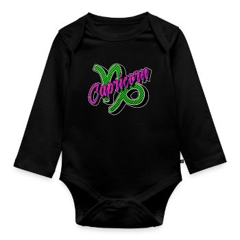 Tierkreiszeichen Himmel Steinbock Horoskop Galaxie - Baby Bio-Langarm-Body - Schwarz - Vorne