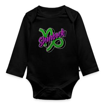 Steinbock Sternbild Horoskop Galaxie Tierkreis - Baby Bio-Langarm-Body - Schwarz - Vorne