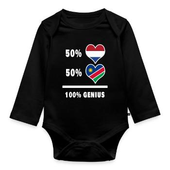 Namibia und die Niederlande Genius / Geschenk - Baby Bio-Langarm-Body - Schwarz - Vorne