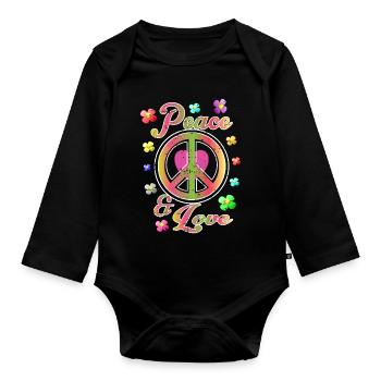 Frieden und Liebe - Baby Bio-Langarm-Body - Schwarz - Vorne