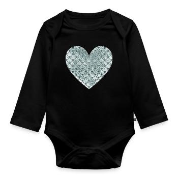Fischherz-Design für Fisch-Fans - Baby Bio-Langarm-Body - Schwarz - Vorne