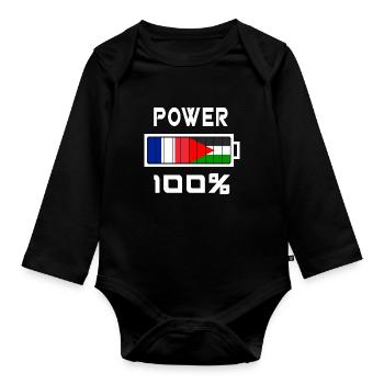 Palestine and France are in power - Organic Longsleeve Baby Bodysuit - black - Front