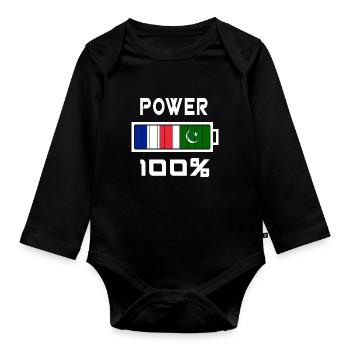 Pakistan and France are in power - Organic Longsleeve Baby Bodysuit - black - Front