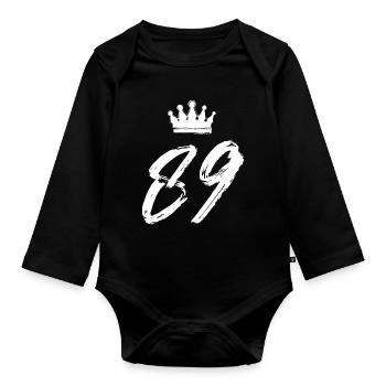 89 Couronne de numéros - Body Bébé bio manches longues - noir - Devant