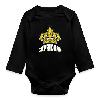 Sternbild Astronomie Steinbock Aberglaube Horoskop - Baby Bio-Langarm-Body - Schwarz - Vorne