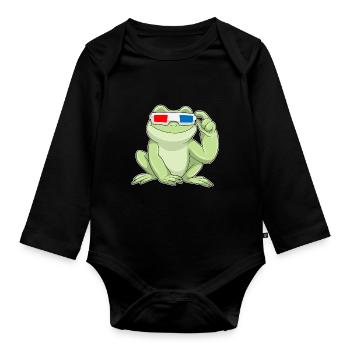 Lunettes Grenouille - Body Bébé bio manches longues - noir - Devant