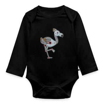 Robot flamant rose - Body Bébé bio manches longues - noir - Devant