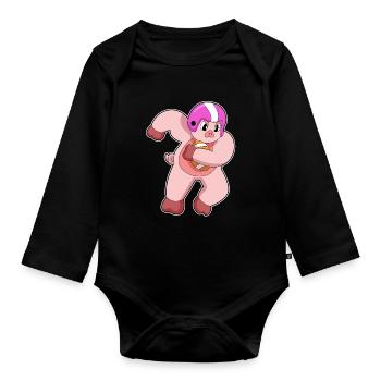 Schwein American Football Sport - Baby Bio-Langarm-Body - Schwarz - Vorne