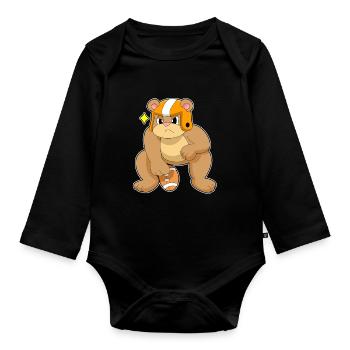 Bär American Football Sport - Baby Bio-Langarm-Body - Schwarz - Vorne