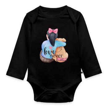Baby sayings Baby clothes Children's clothing - Organic Longsleeve Baby Bodysuit - black - Front