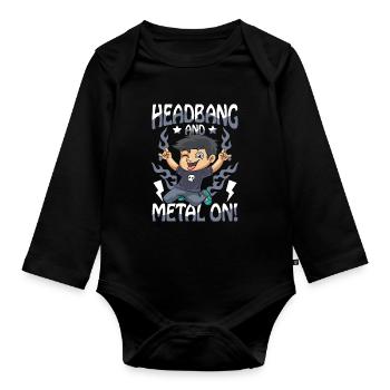 Headbang And Metal On für einen Schüler und Jungs - Baby Bio-Langarm-Body - Schwarz - Vorne