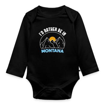 Urlaub in Montana Design für stolze Montaner - Baby Bio-Langarm-Body - Schwarz - Vorne