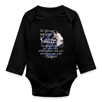 Katzen Wohnung - Baby Bio-Langarm-Body - Schwarz - Vorne