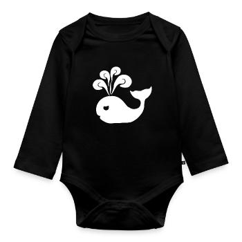 tees wale, Walsilhouette - Baby Bio-Langarm-Body - Schwarz - Vorne