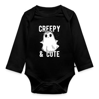 Creepy And Cute Kawaii Ghost Halloween Costumes - Organic Longsleeve Baby Bodysuit - black - Front