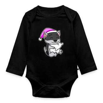 Dog dog breed Siberian Husky - Organic Longsleeve Baby Bodysuit - black - Front
