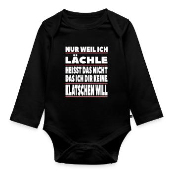Nur weil ich lächle heisst das nicht - Baby Bio-Langarm-Body - Schwarz - Vorne