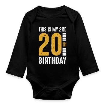 20th Birthday Bold Gold - Organic Longsleeve Baby Bodysuit - black - Front