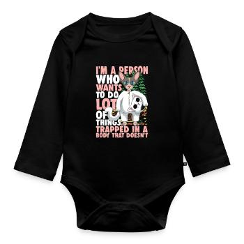 I'm A Person Who Wants To Do Lot Of Things - Baby Bio-Langarm-Body - Schwarz - Vorne