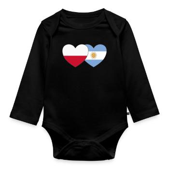 Polen Argentinien Flagge Herz - Baby Bio-Langarm-Body - Schwarz - Vorne