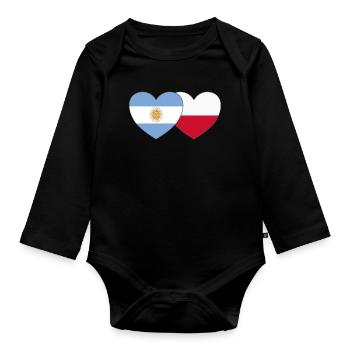 Argentine Pologne Drapeau Cœur - Body Bébé bio manches longues - noir - Devant