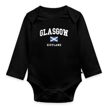 Glasgow Scotland Flag Graphic - Organic Longsleeve Baby Bodysuit - black - Front