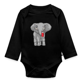 Elephant Mug to go - Organic Longsleeve Baby Bodysuit - black - Front